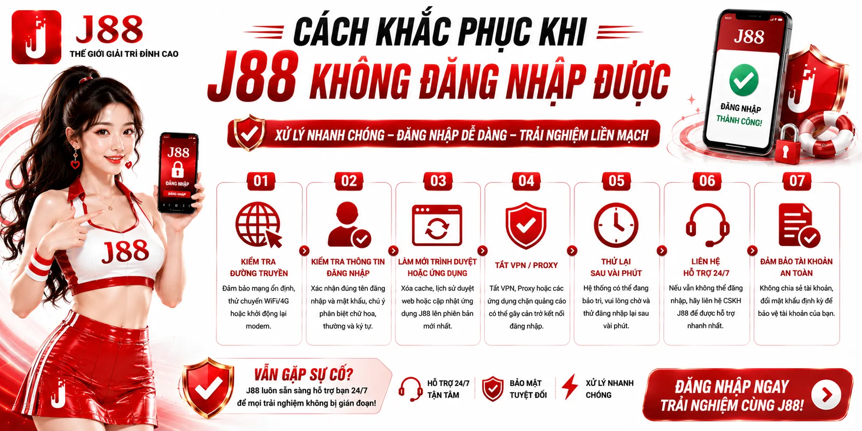 Cách khắc phục khi J88 không đăng nhập được
